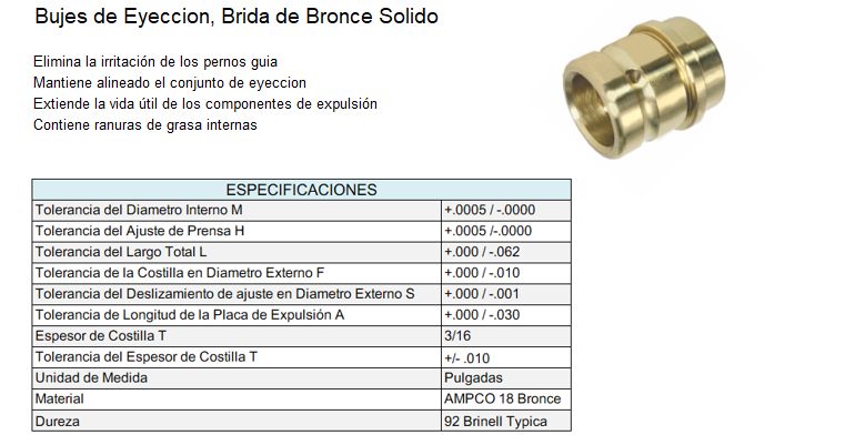 Buje Brida Bronce Solido