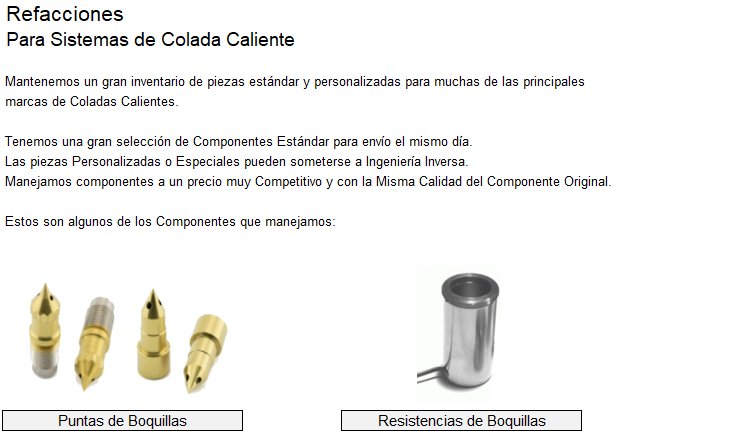 Refacciones Colada Caliente